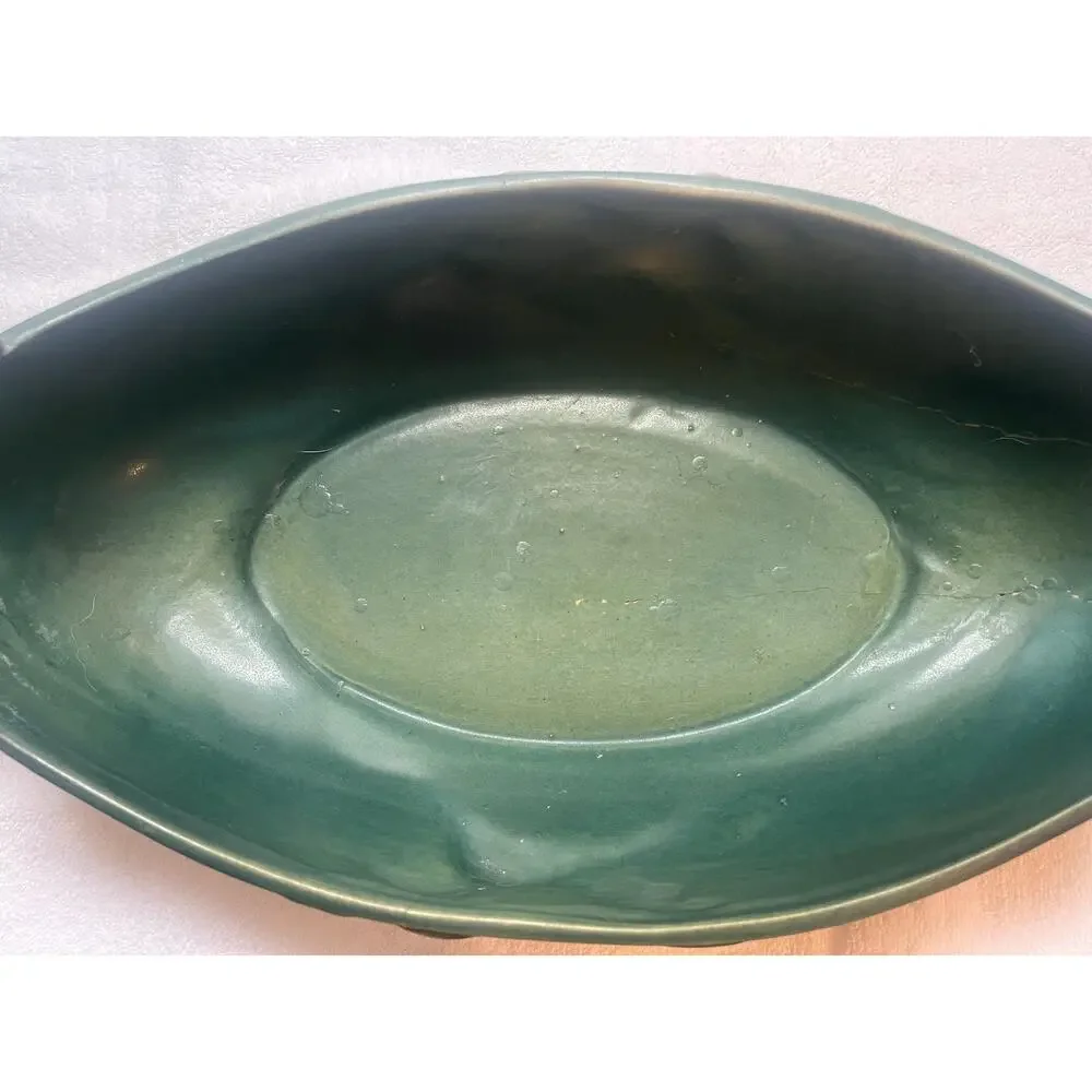 1946 Roseville Pottery Blue “Zephyr Lily” Console Bowl - Picture 6 of 8